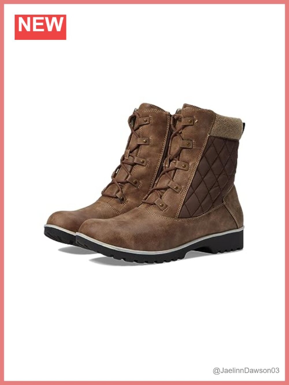 Waterproof Mid-Calf Boots Lace-Up Memory Foam Faux Leather